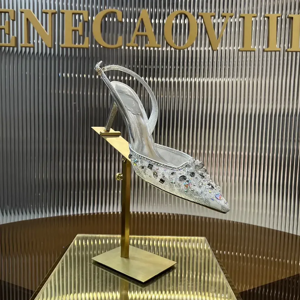 Rene Caovilla Silver Slingbacks Cinderella 75 for Women Rene Caovilla Silver Slingbacks Cinderella 75 for Women