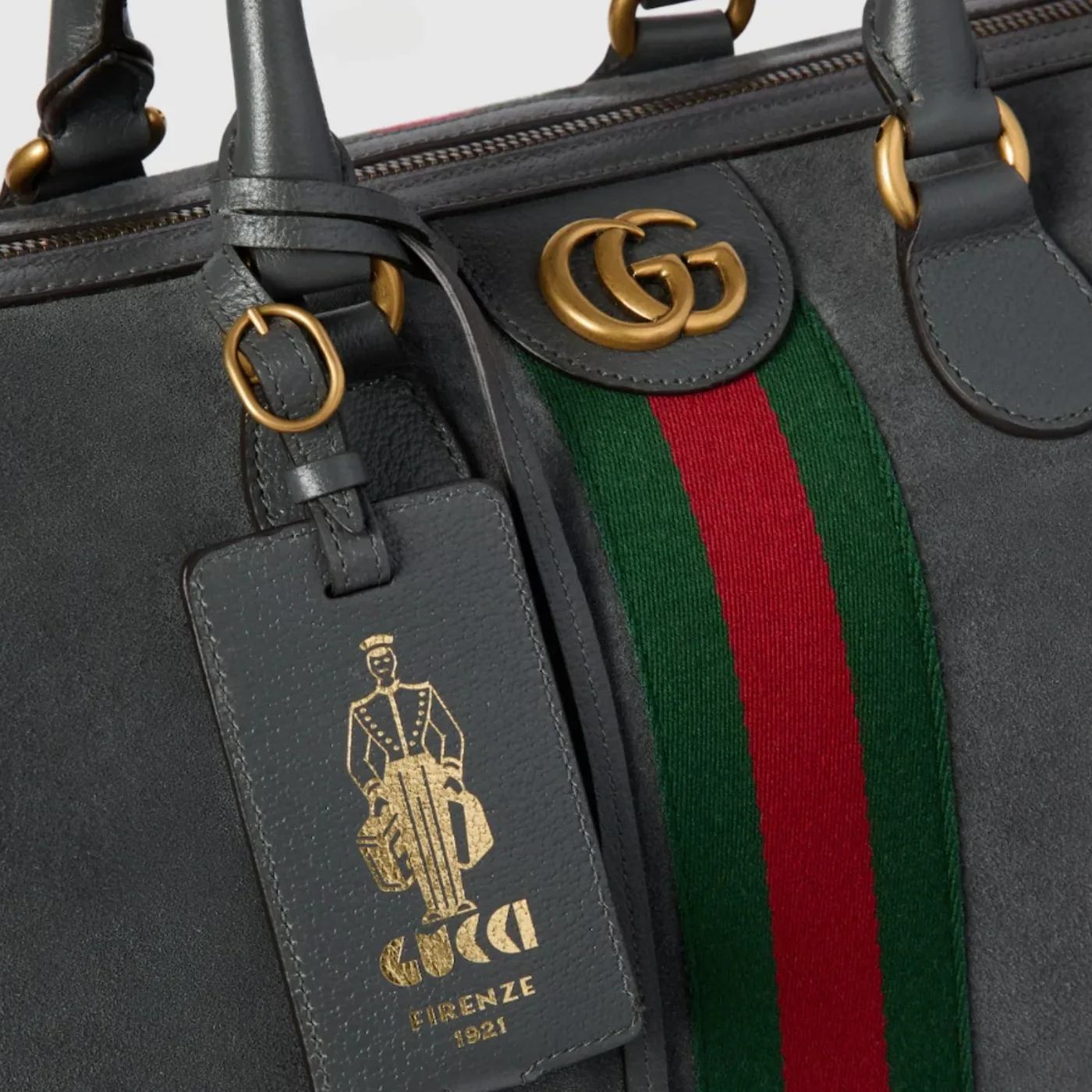 Gucci Savoy Medium Duffle Travel Bag in Dark Grey Gold Hardware Gucci Savoy Medium Duffle Travel Bag in Dark Grey Gold Hardware