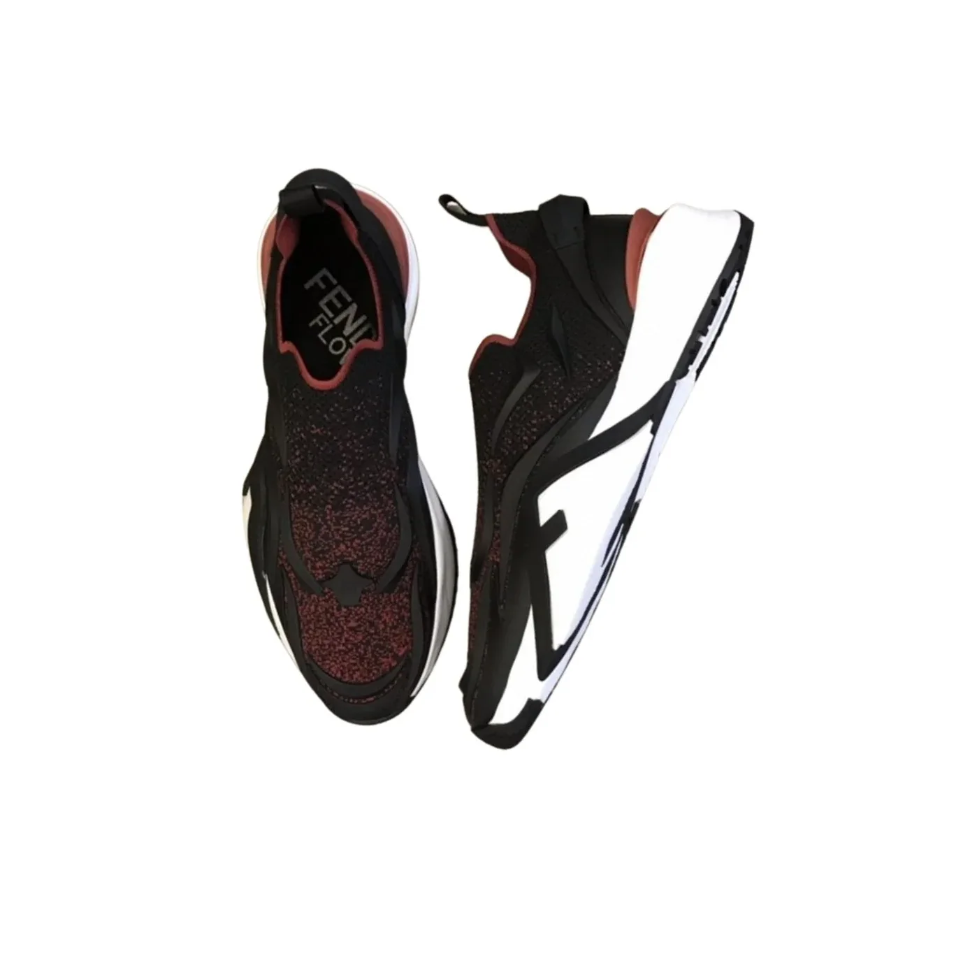 FD Fendi Flow Running Sneakers Black And Red