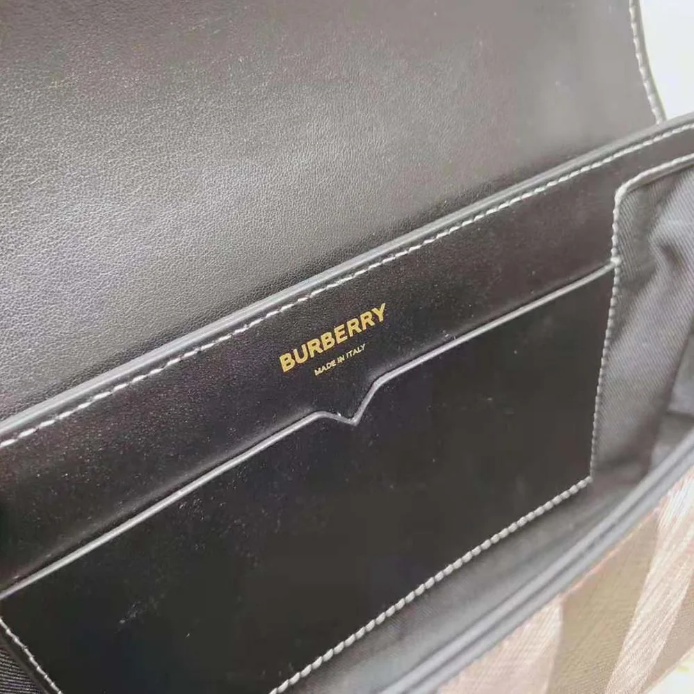 Burberry Check and Leather Catherine Shoulder Bag for Women in Black