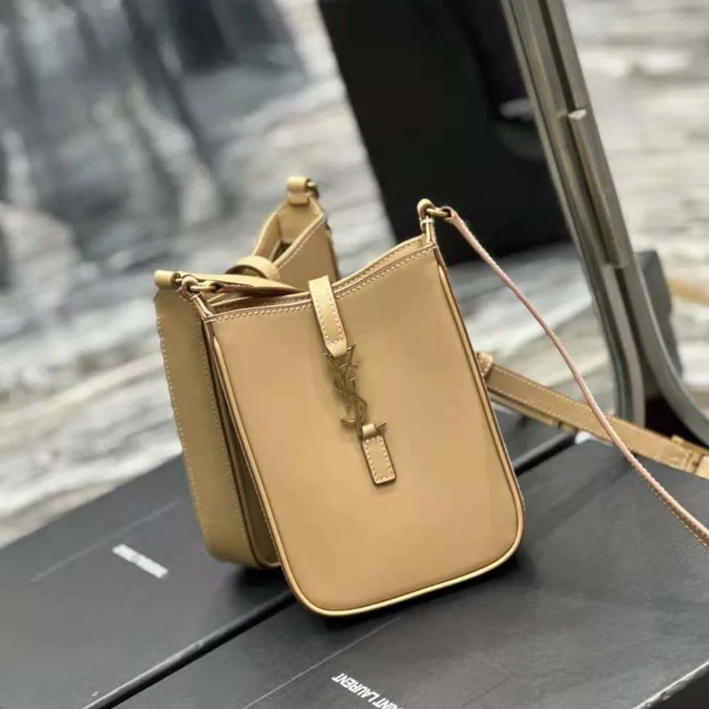 Saint Laurent YSL Le 5 à 7 Mini Vertical in Vegetable-Tanned Leather for Women in Sandy