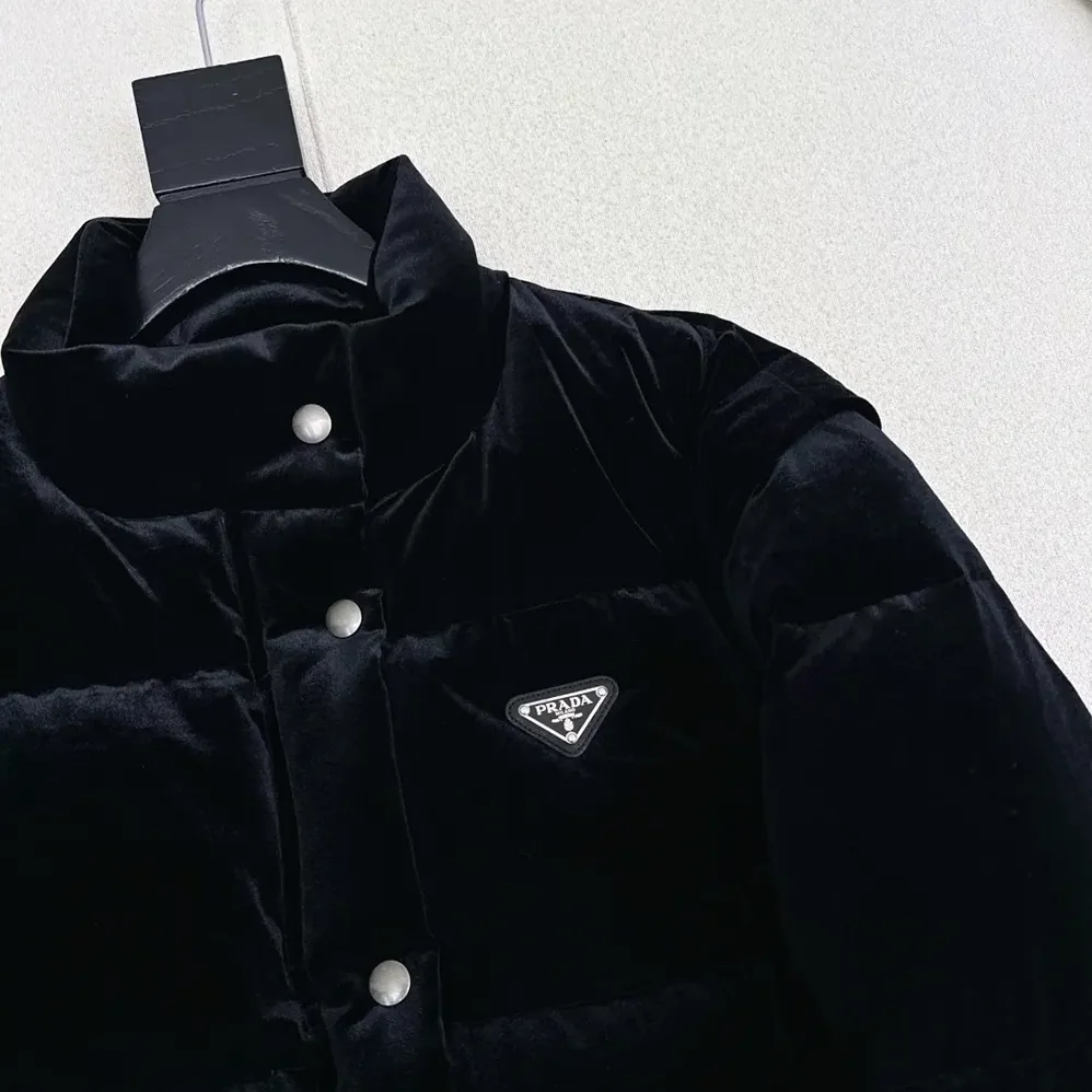Prada Velvet Down Jacket for Women in Black