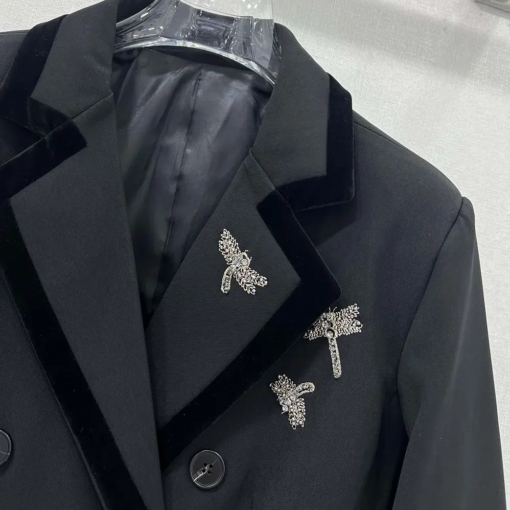 Dior Embroidered Marlène Jacket Black Wool and Mohair with Dragonfly Motif for Women