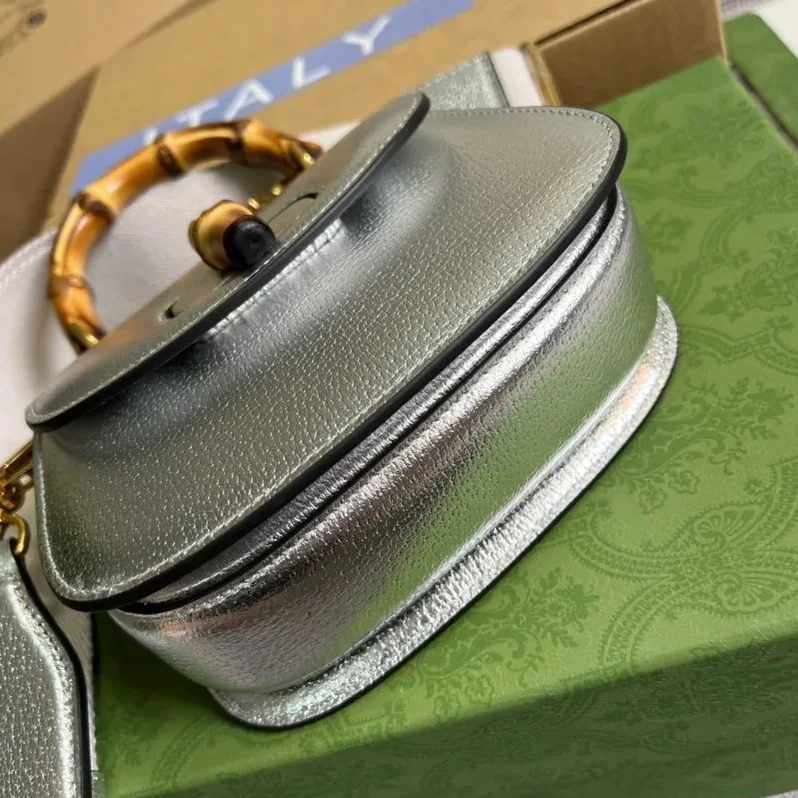 Gucci Bamboo 1947 Mini Top Handle Bag Silver Gucci Bamboo 1947 Mini Top Handle Bag Silver