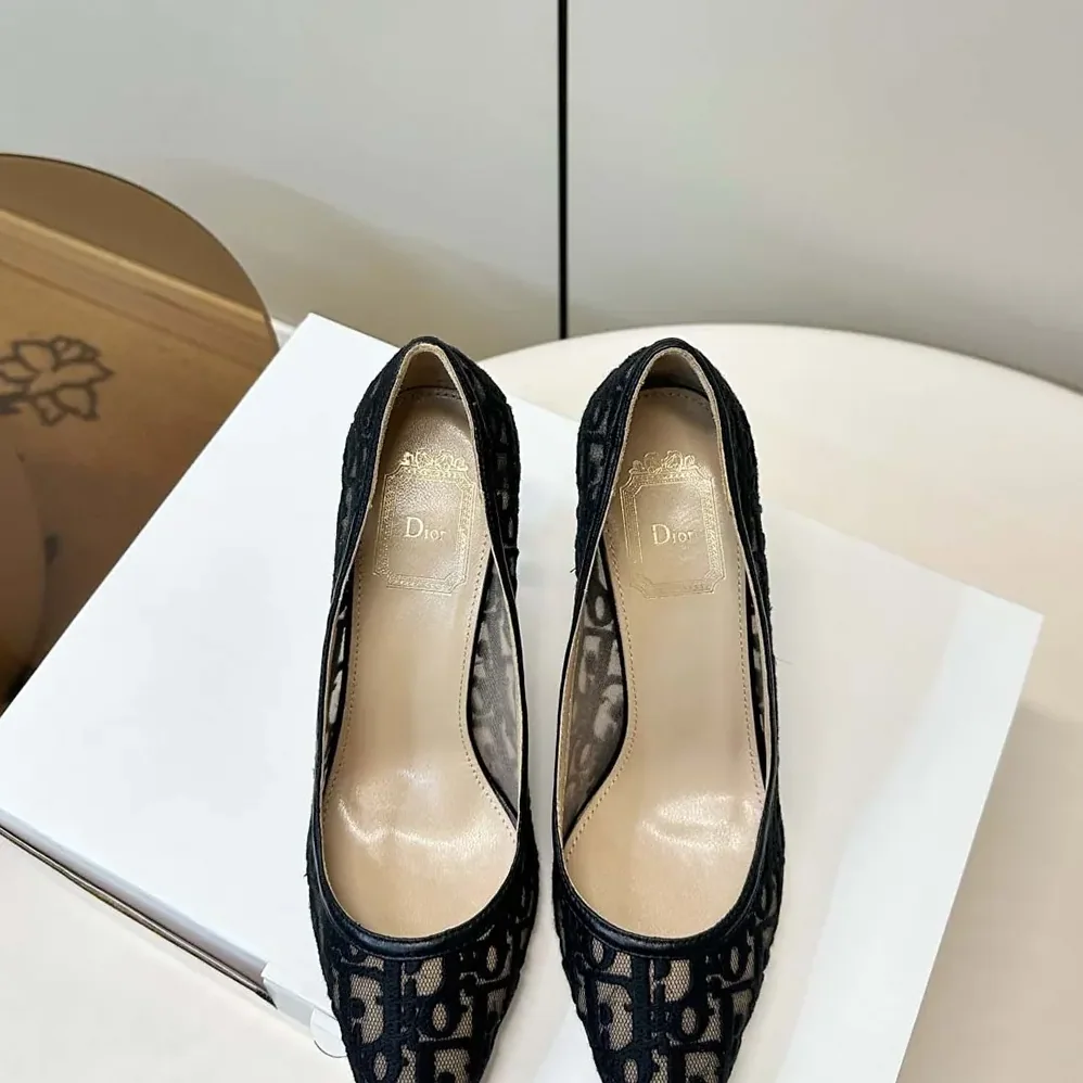 Dior Adiorable Pump Black Dior Oblique Embroidered Mesh for Women