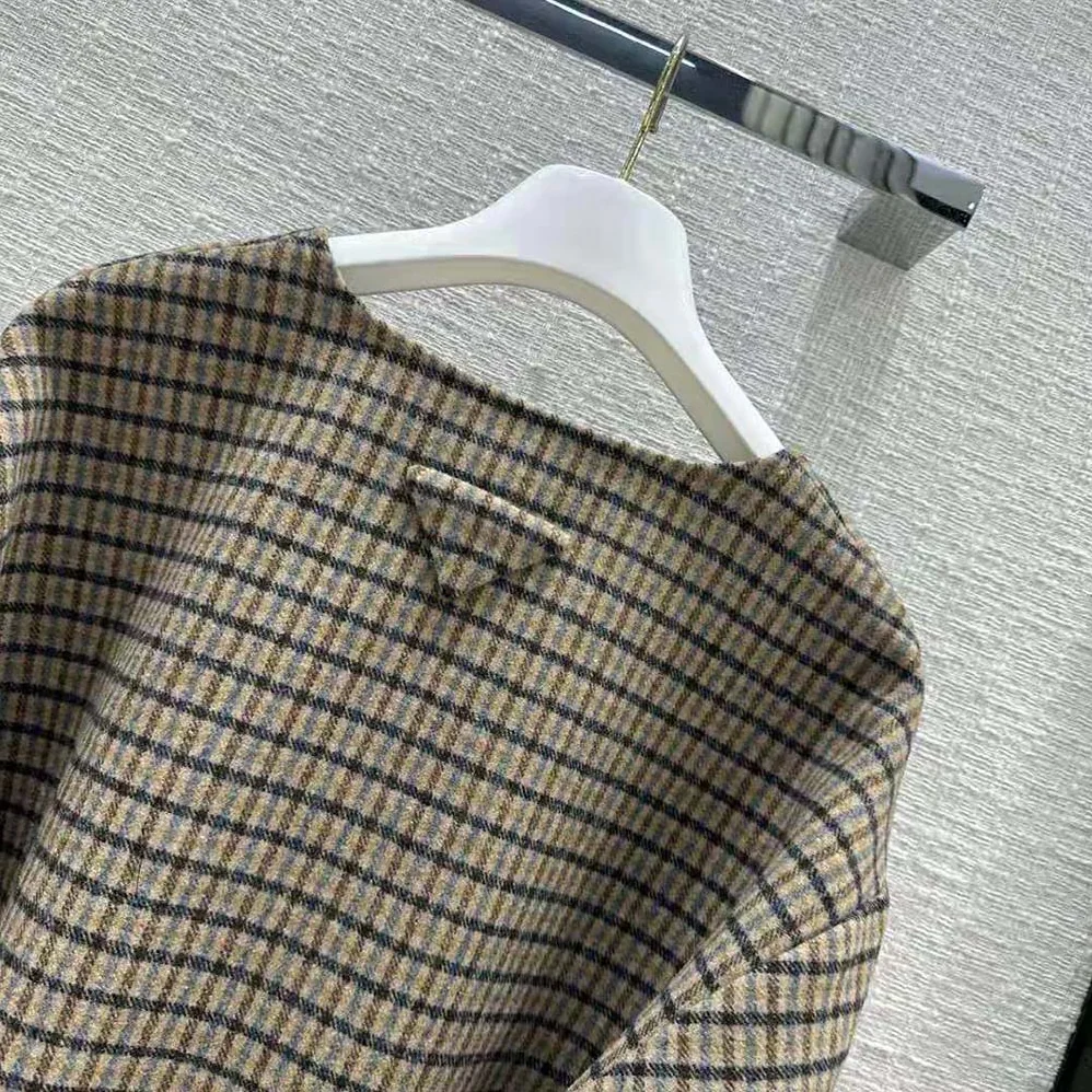 Prada Cashgora Check Top with Triangle logo for Women Prada Cashgora Check Top with Triangle logo for Women