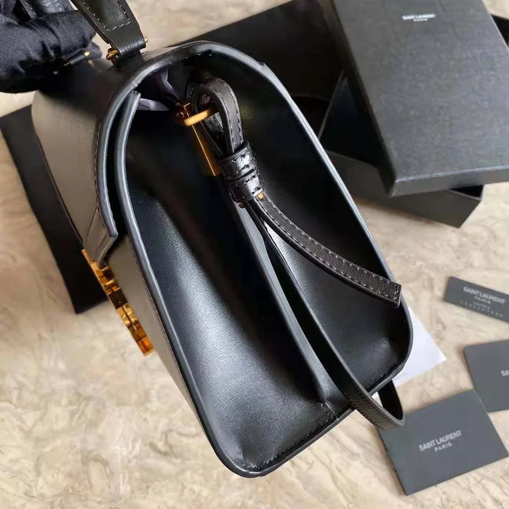 Saint Laurent YSL Cassandra Top Handle Medium Bag in Grain DE Poudre Embossed Leather for Women in Black Saint Laurent YSL Cassandra Top Handle Medium Bag in Grain DE Poudre Embossed Leather for Women in Black