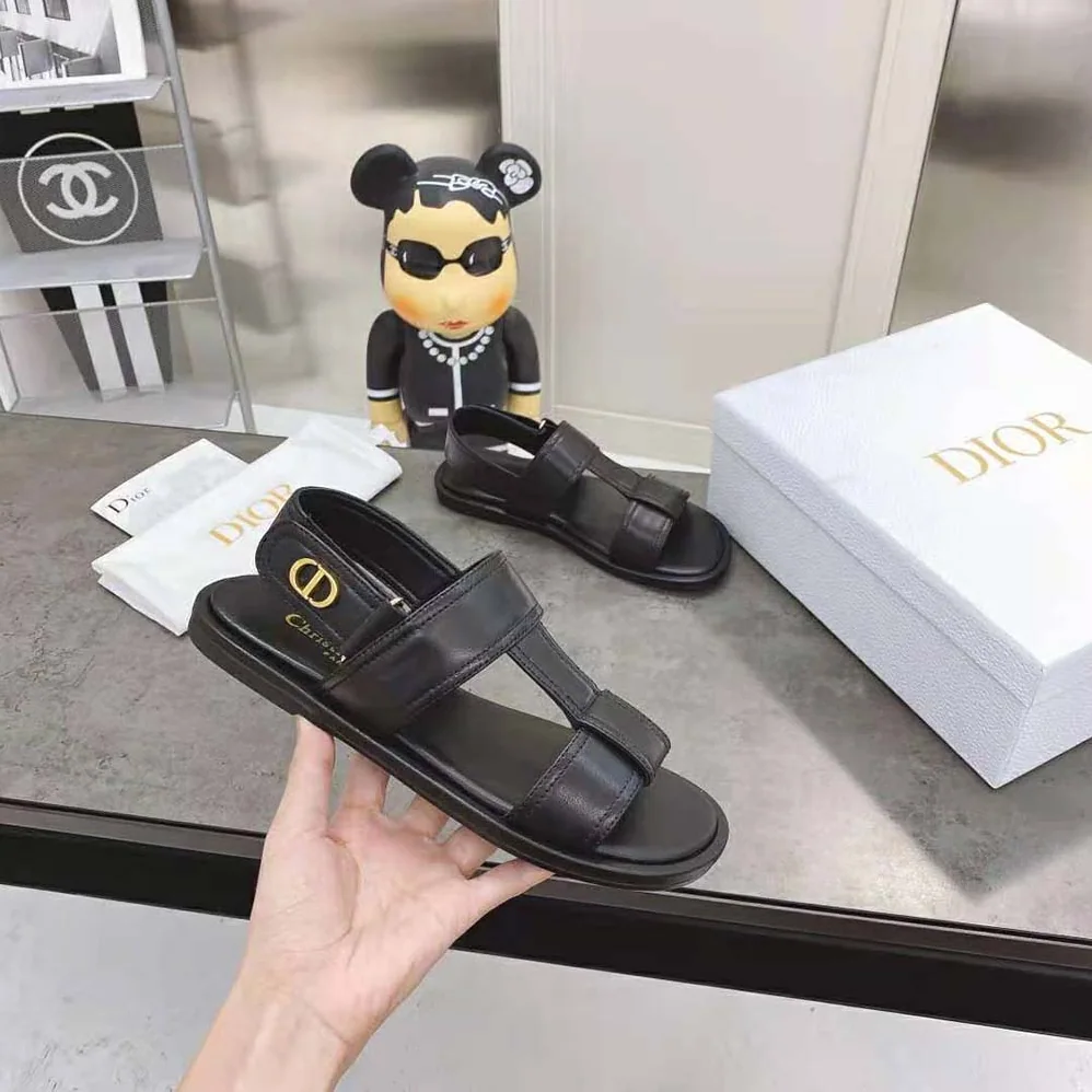Dior Ocean Sandal Black Lambskin for Women