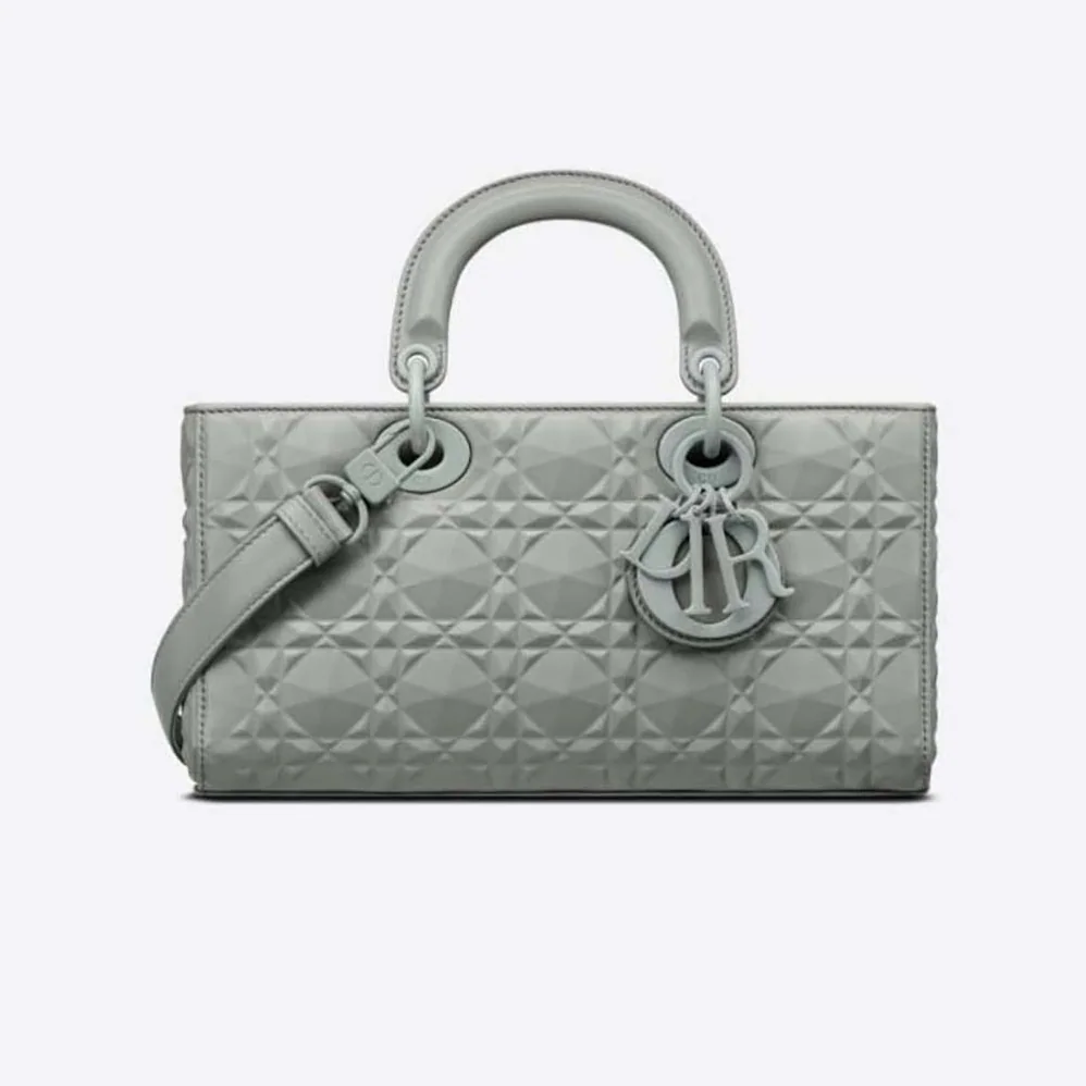 Dior Lady D-Joy Bag Gray Cannage Calfskin with Diamond Motif for Women