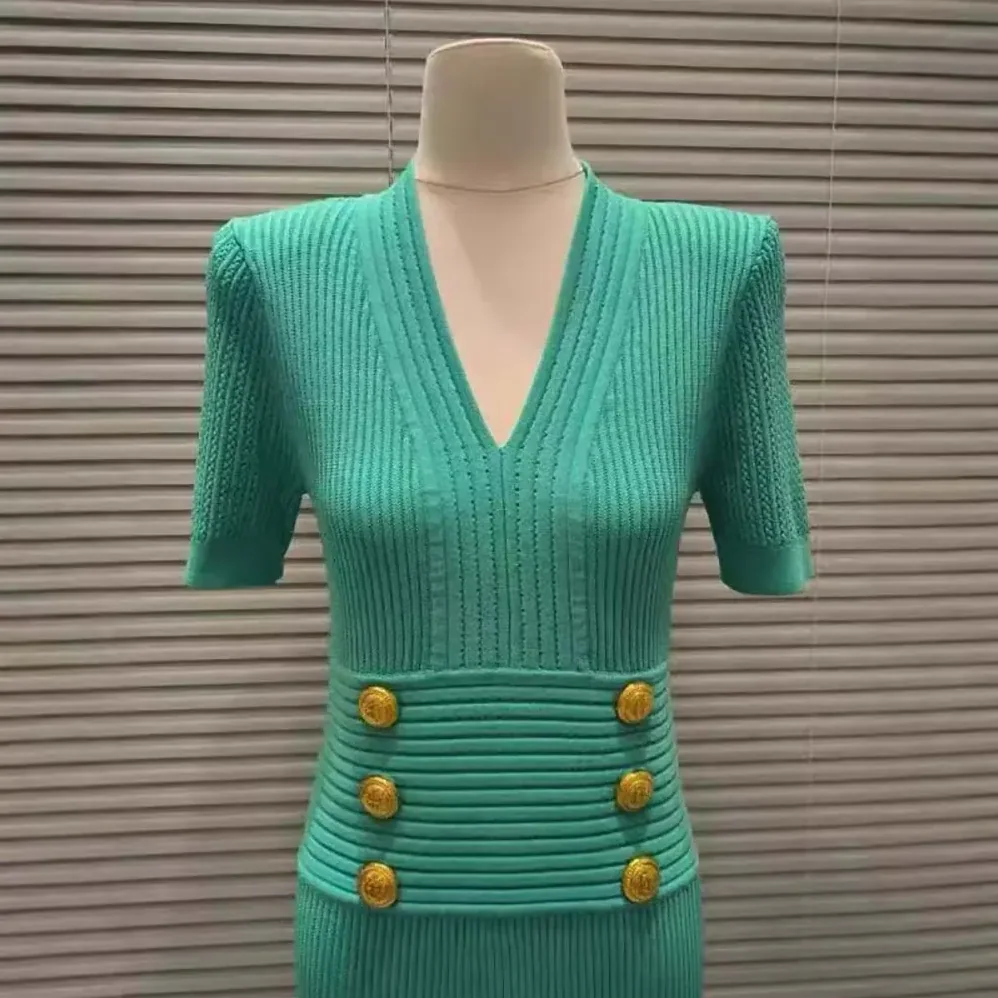 Balmain Flared Knit Dress for Women in Light Blue