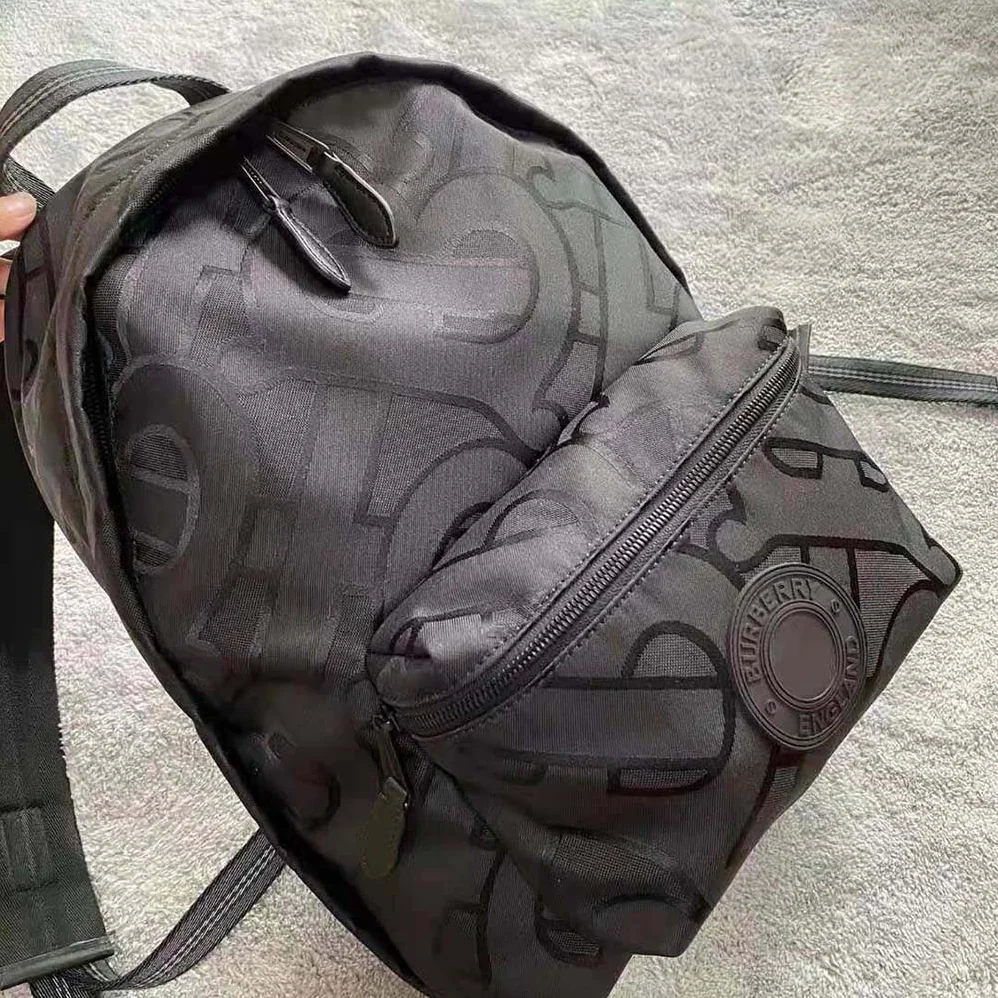 Burberry Monogram Recycled Polyester Jacquard Backpack for Men in Black Burberry Monogram Recycled Polyester Jacquard Backpack for Men in Black
