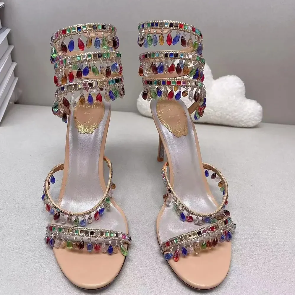 Rene Caovilla Chandelier Crystal Sandy Sandal 105 for Women Rene Caovilla Chandelier Crystal Sandy Sandal 105 for Women