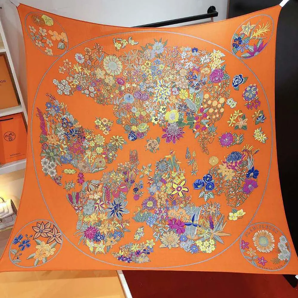 Hermes Planifleurs Scarf 90 for Women in Orange