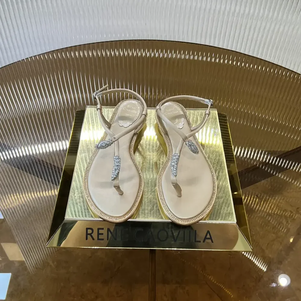 Rene Caovilla Serpente Nude Thong Sandal 10 for Women