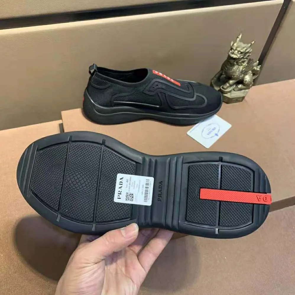 Prada Bike Knit Sneakers for Men in Black