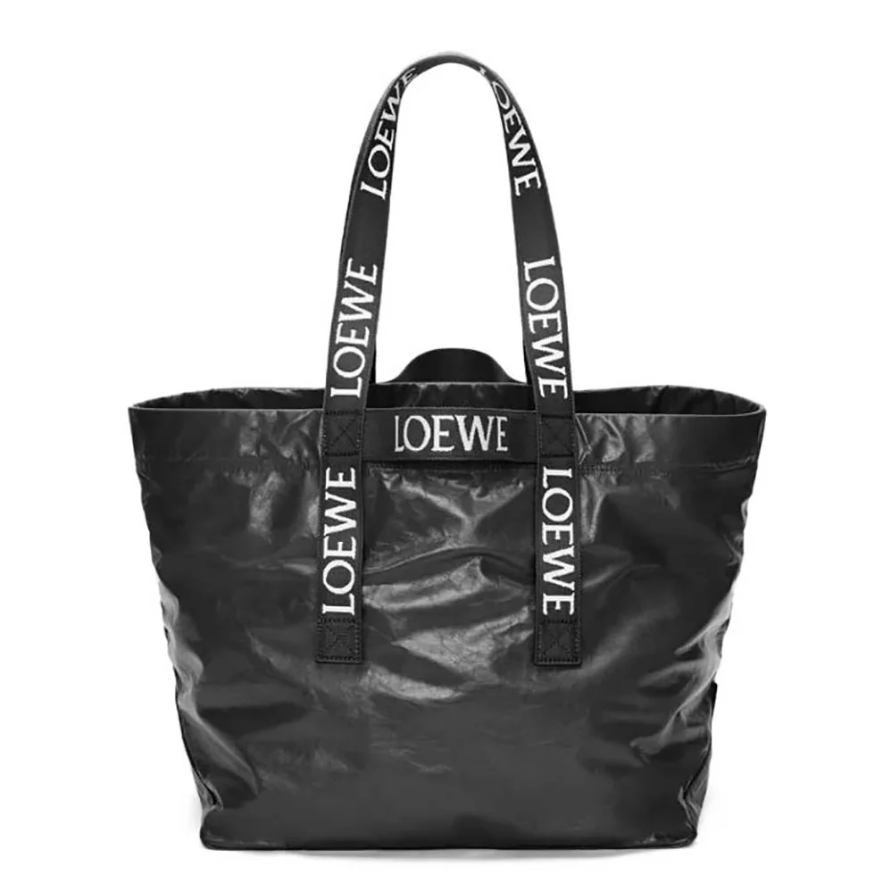 Loewe Fold Shopper in Paper Calfskin for Unisex in Black Loewe Fold Shopper in Paper Calfskin for Unisex in Black