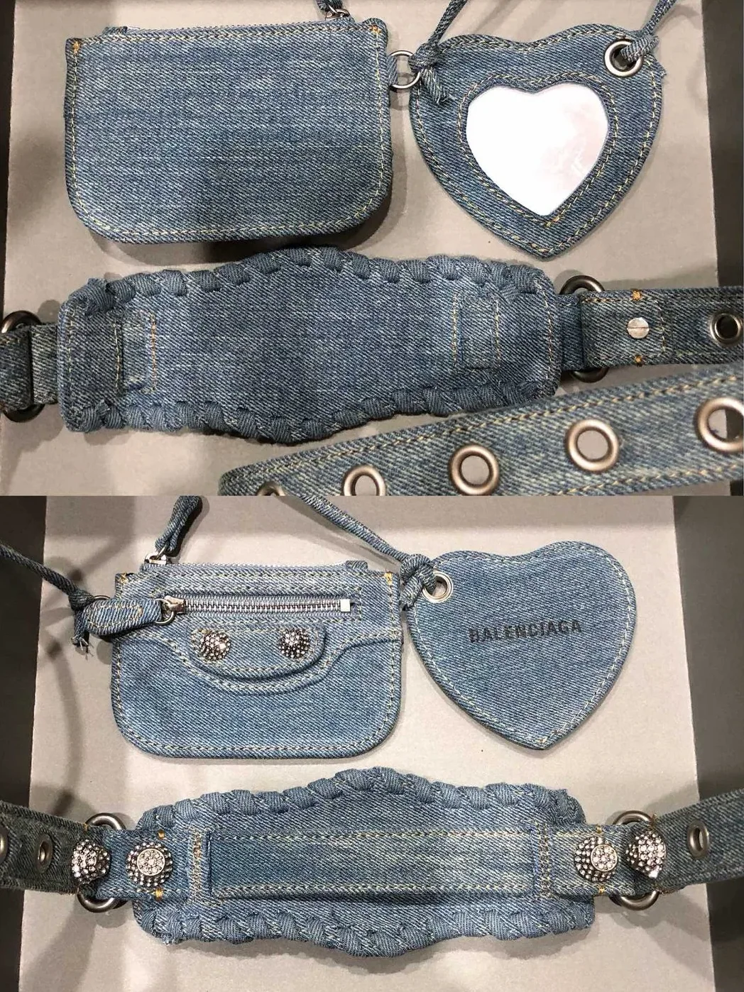 Balenciaga Le Cagole Small Shoulder Bag Denim In Blue /