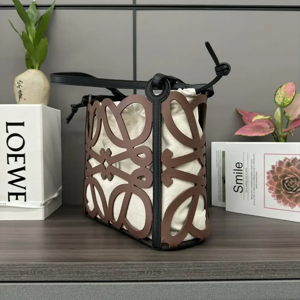 Loewe Small Anagram Cut-out Tote in Calfskin for Women in Tan Loewe Small Anagram Cut-out Tote in Calfskin for Women in Tan