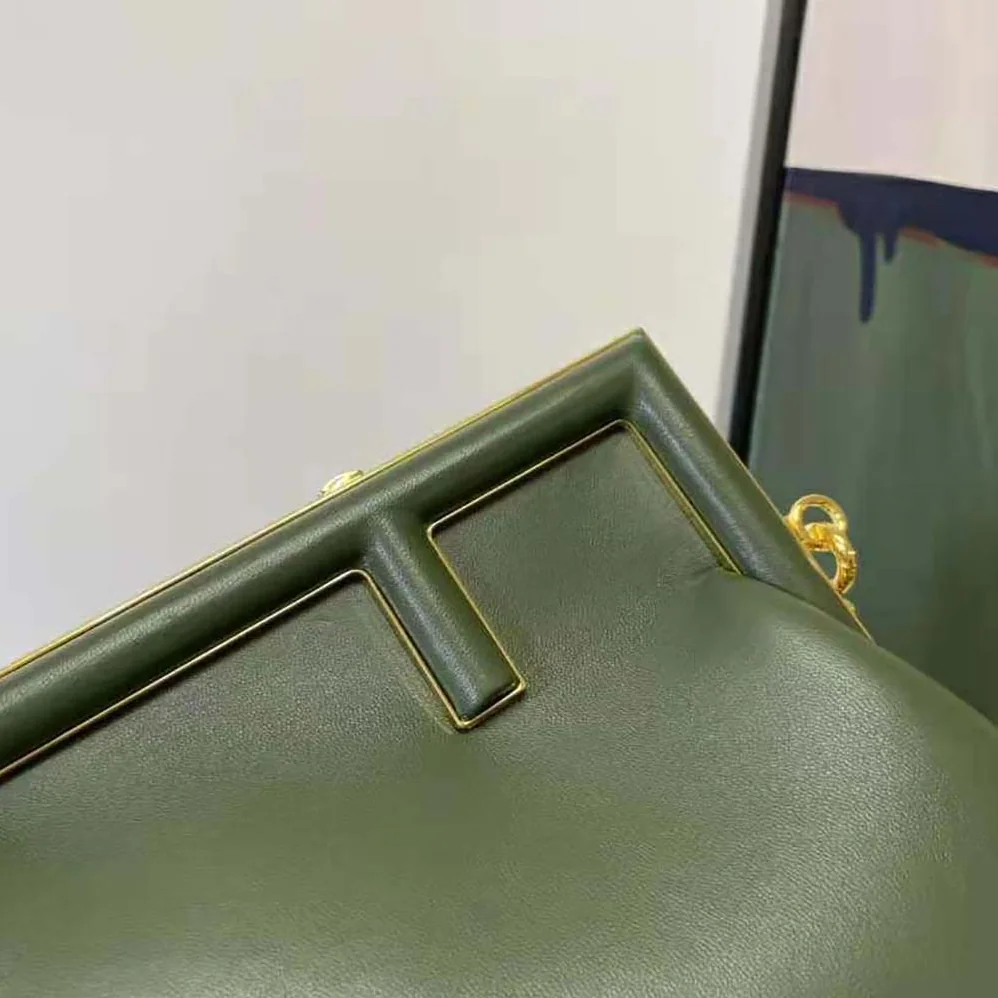 Fendi First Small Dark Green Leather Bag for Women