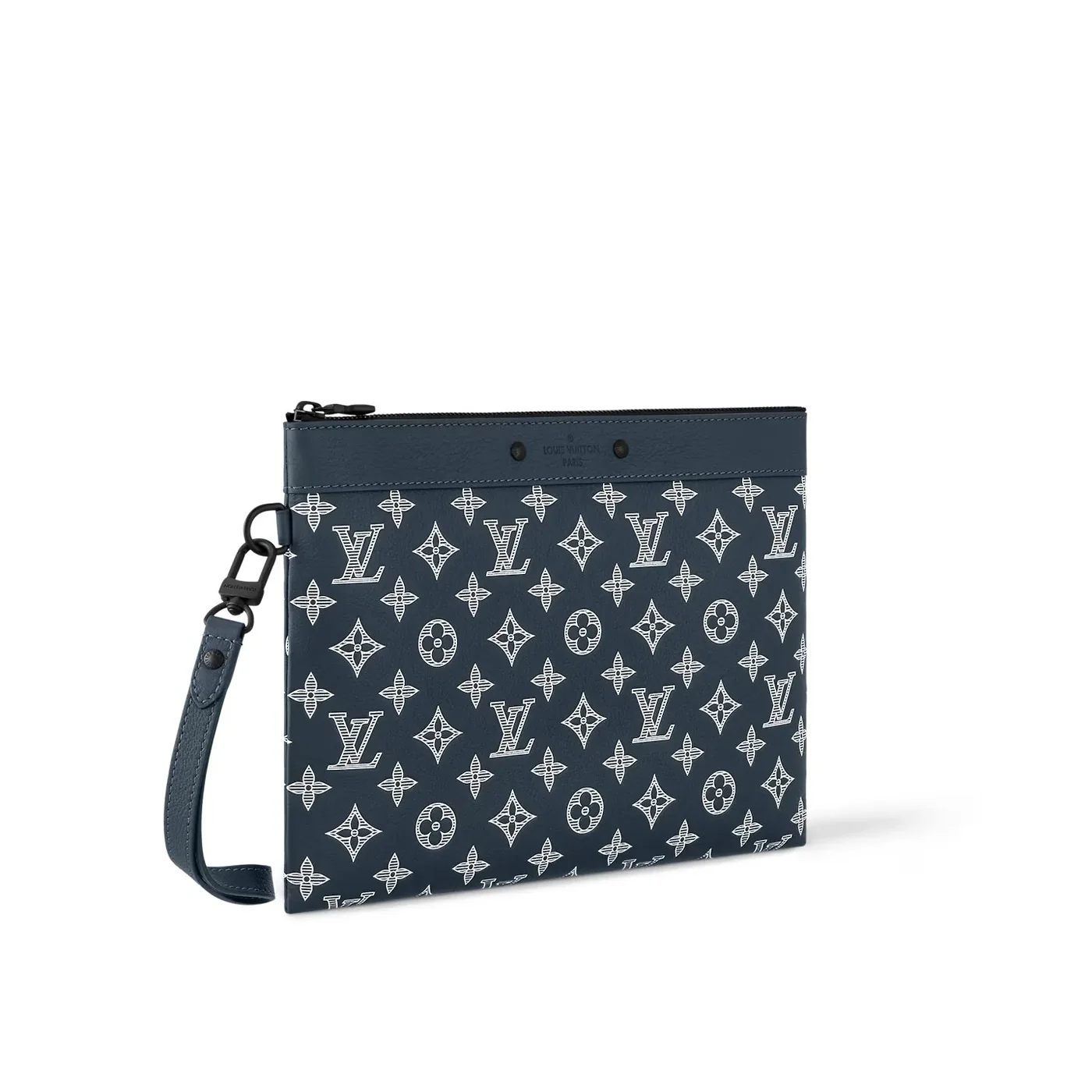 Louis Vuitton Pochette To Go Pouch / Ink Blue/ White Black Hardware