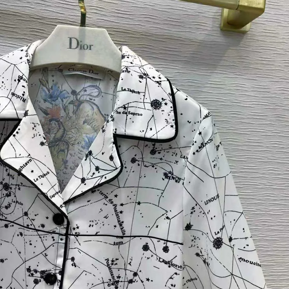 Dior Chez Moi Jacket White Dior Zodiac Silk Twill for Women Dior Chez Moi Jacket White Dior Zodiac Silk Twill for Women