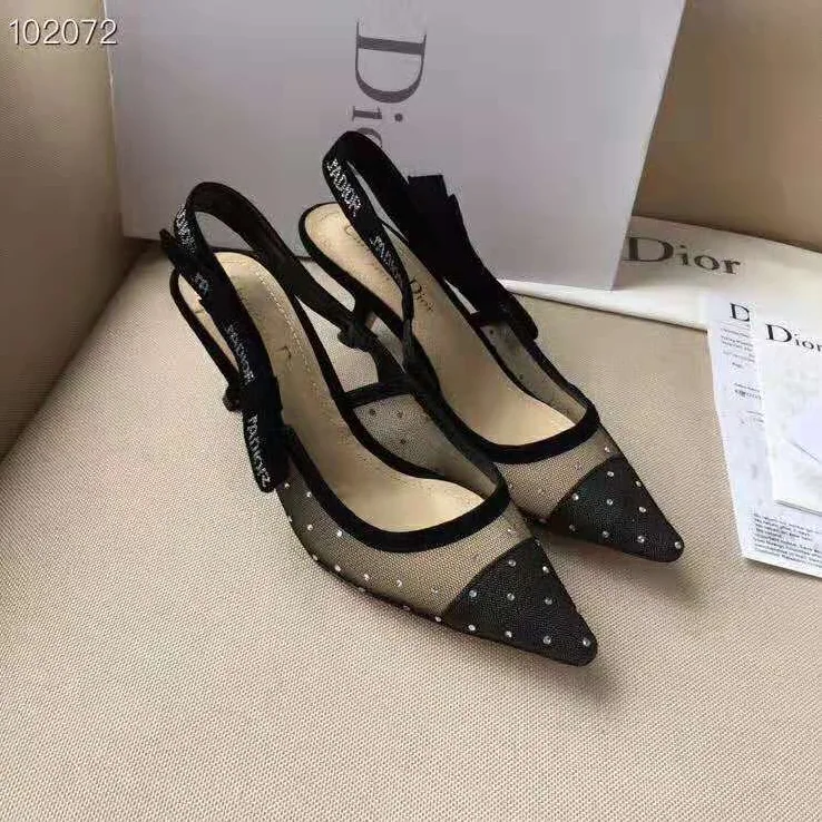 Dior J'adior Slingback Gold-Tone Dotted Swiss 6.5 cm Heel for Women in Black Dior J'adior Slingback Gold-Tone Dotted Swiss 6.5 cm Heel for Women in Black