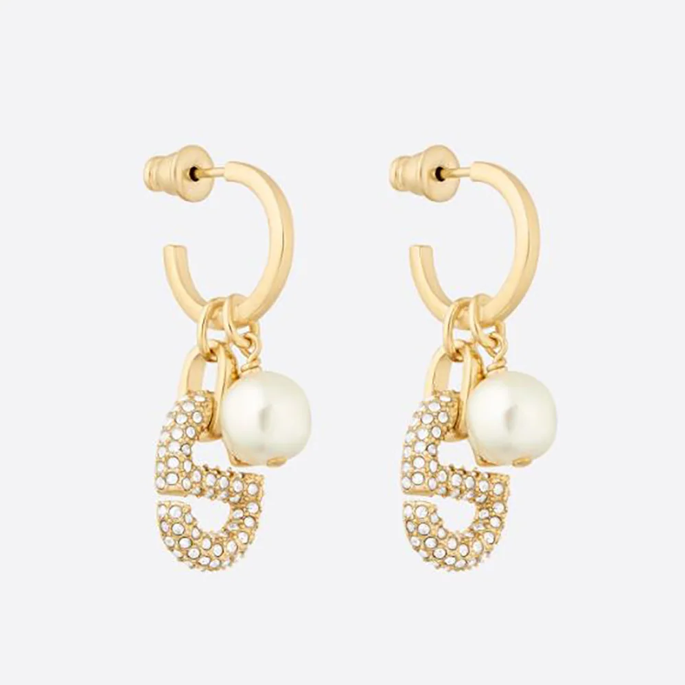 Dior CD Navy Earrings Gold for Women in Finish Metal Dior CD Navy Earrings Gold for Women in Finish Metal