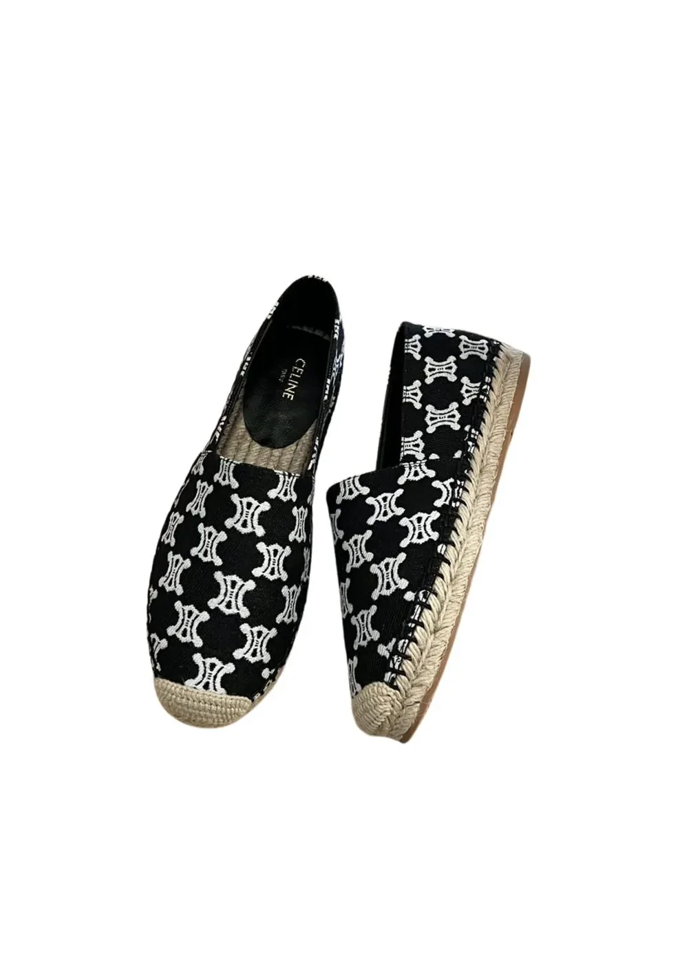 Celine Flat Espadrille With Triomphe In Triomphe Canvas Black Celine Flat Espadrille With Triomphe In Triomphe Canvas Black