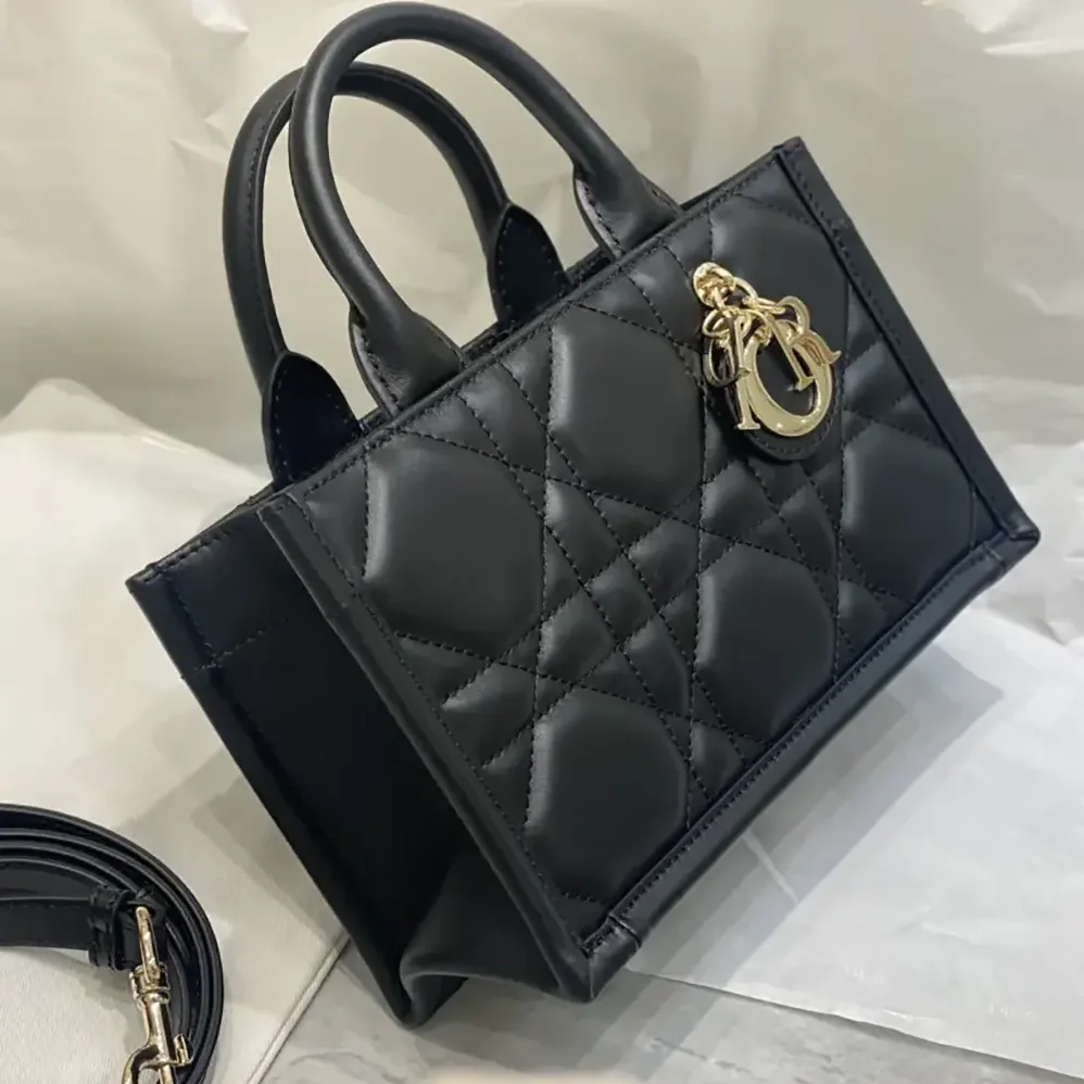 Dior Mini Dior Book Tote Black Macrocannage Calfskin for Women Dior Mini Dior Book Tote Black Macrocannage Calfskin for Women