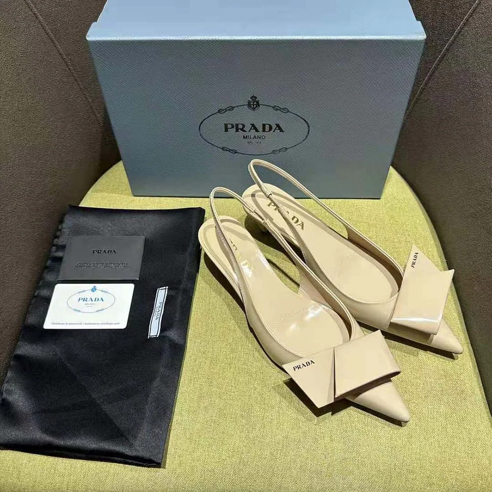 Prada Brushed Leather Slingback Pumps for Women in Pink