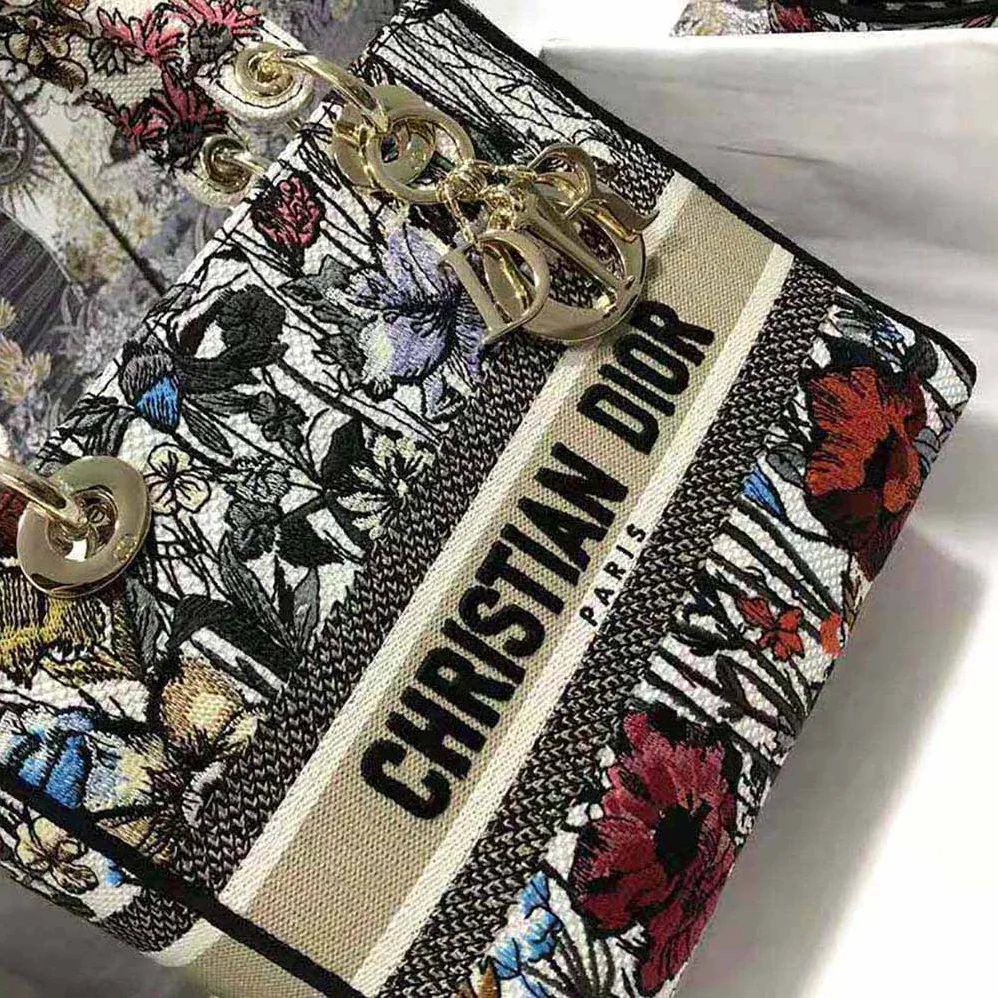 Dior Medium Lady D-lite Bag Multicolor Mille Fleurs Embroidery for Women Dior Medium Lady D-lite Bag Multicolor Mille Fleurs Embroidery for Women