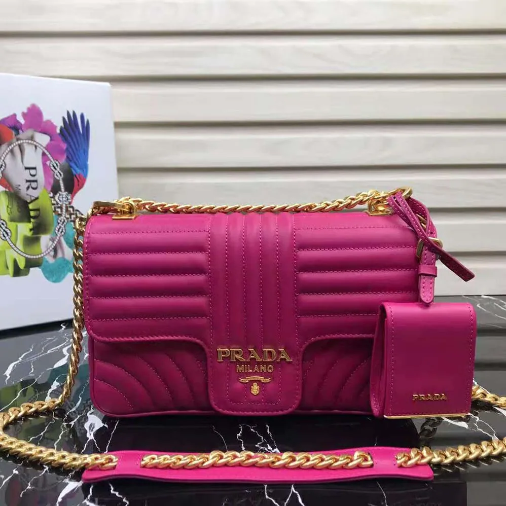 Prada Medium Leather Prada Diagramme Bag for Women in Rose