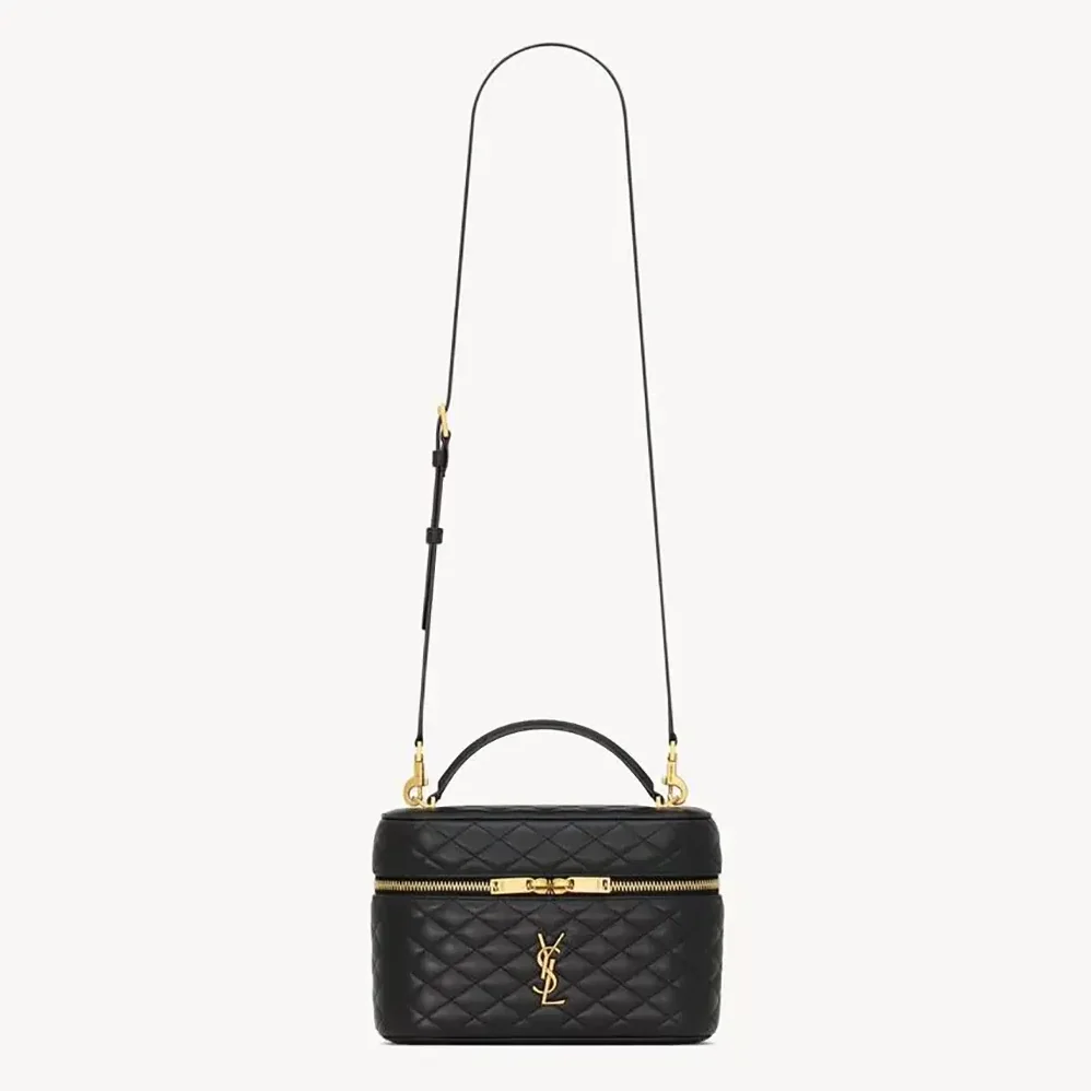 Saint Laurent YSL Gaby Large Vanity Bag In Lambskin for Women in Black Saint Laurent YSL Gaby Large Vanity Bag In Lambskin for Women in Black