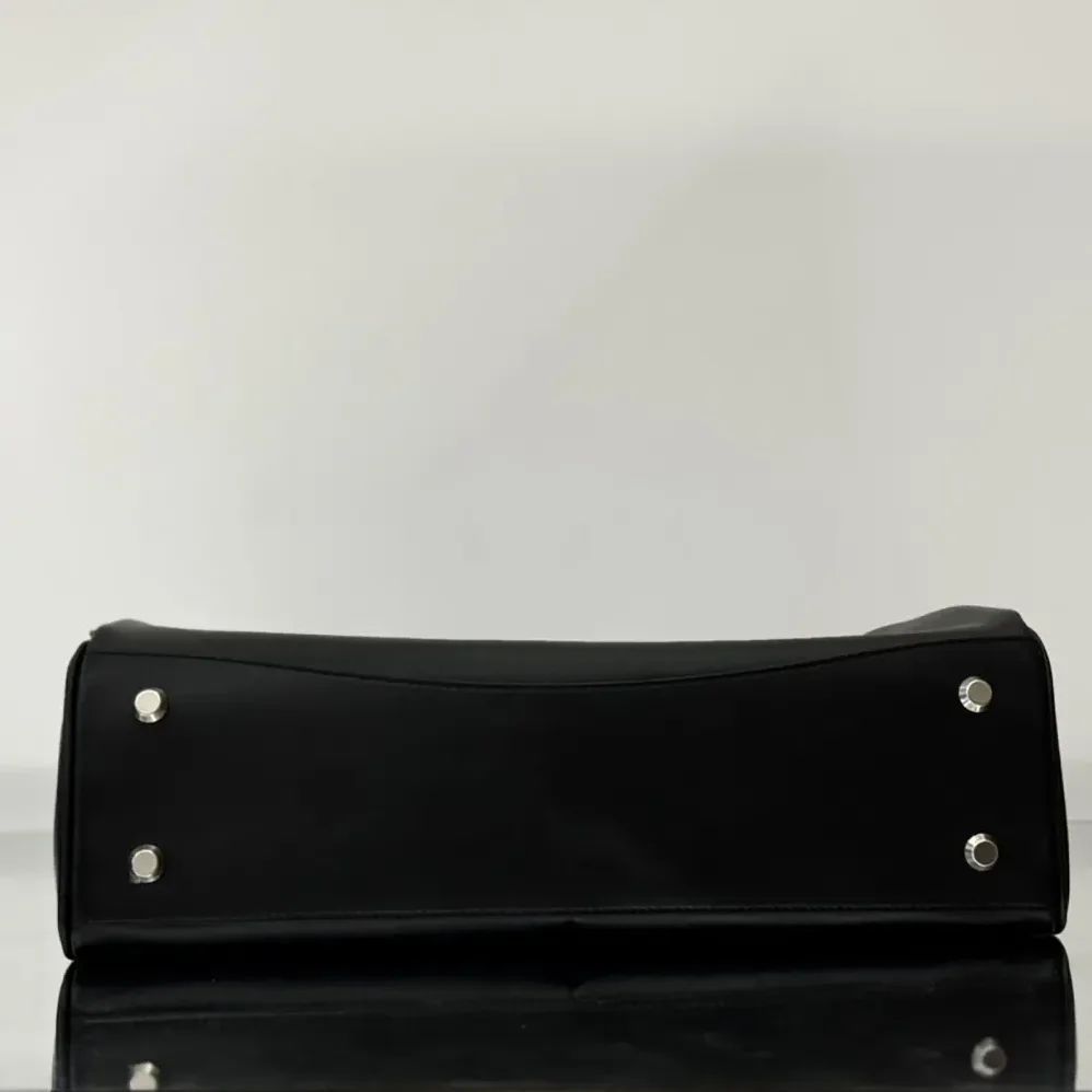 Balenciaga Rodeo Handbag Large In Black Smooth Calfskin Aged for Women in Silver Hardware