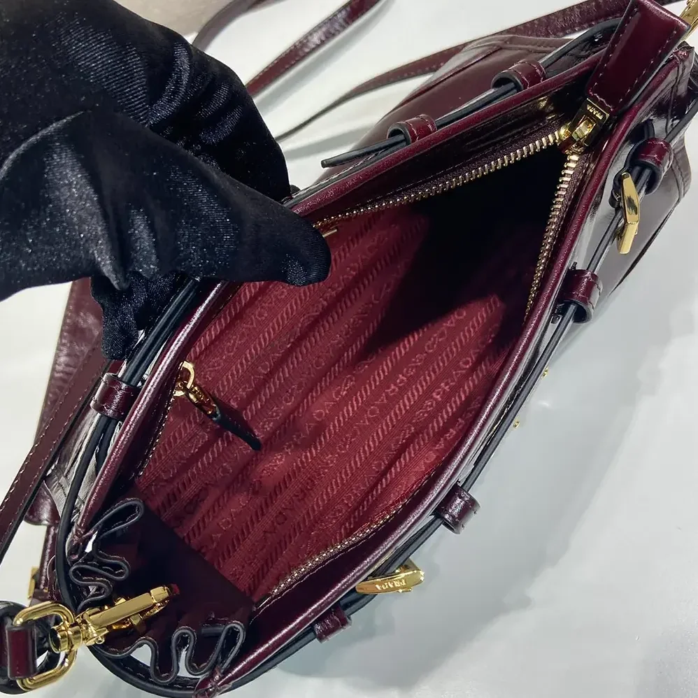 Prada Bonnie Small Leather Shoulder Bag for Women in Maroon Prada Bonnie Small Leather Shoulder Bag for Women in Maroon