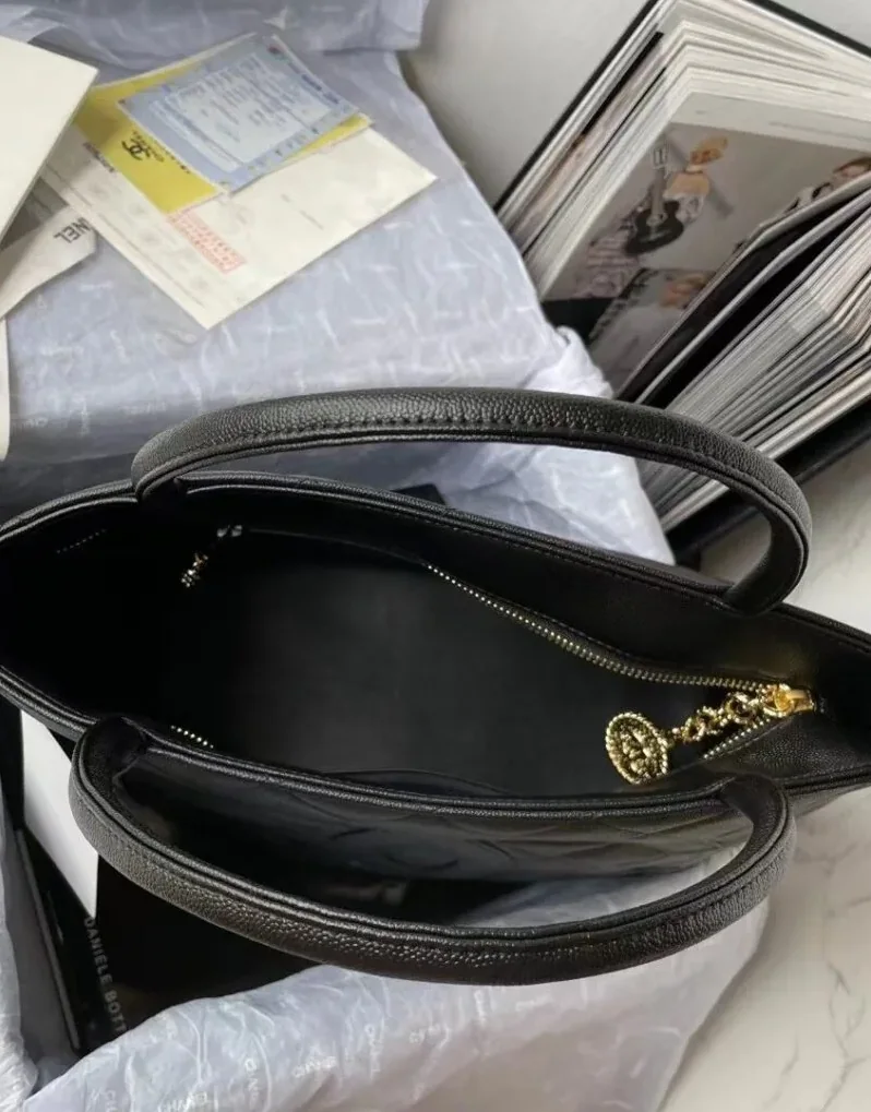 Chanel Medallion Tote Shoulder Black Bag / Chanel Medallion Tote Shoulder Black Bag /