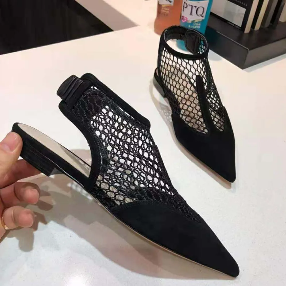 Dior Dior-I Ballerina Flat Black Suede Calfskin Mesh for Women