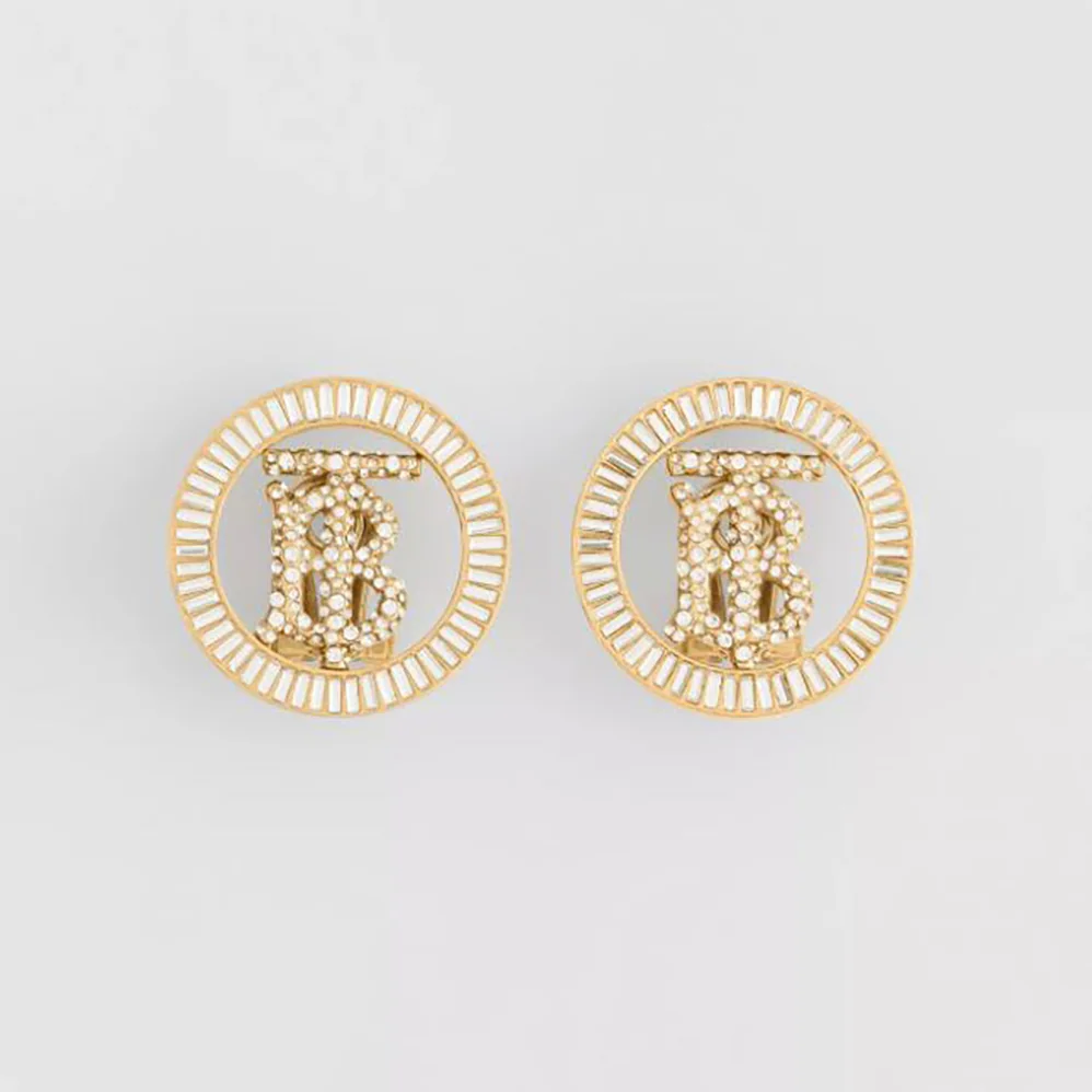 Burberry Crystal Detail Gold for Women in plated Monogram Motif Earrings Burberry Crystal Detail Gold for Women in plated Monogram Motif Earrings