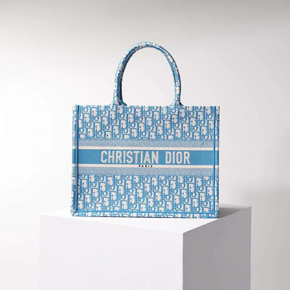 Dior Small Dior Book Tote Cornflower Blue Dior Oblique Embroidery for Women Dior Small Dior Book Tote Cornflower Blue Dior Oblique Embroidery for Women