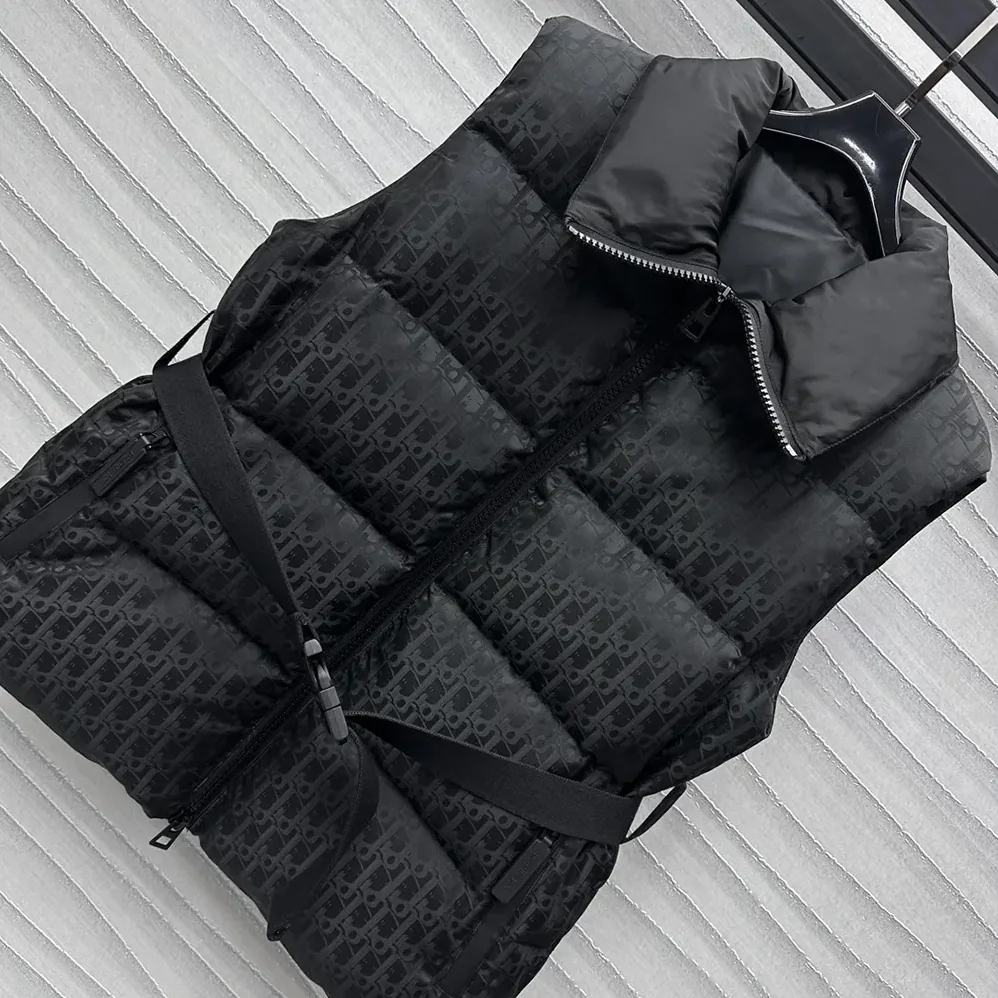Dior DiorAlps Belted Puffer Vest Black Quilted Technical Taffeta Jacquard for Men