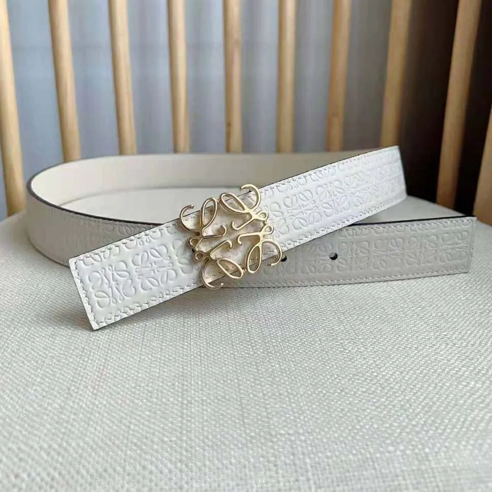 Loewe Reversible Repeat Belt in Silk Calfskin for Unisex in White