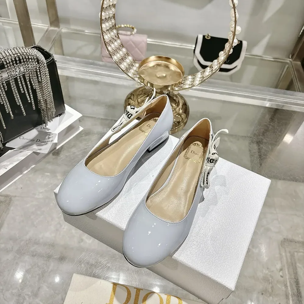 Dior J'Adior Ballet Flat Ice Lagoon Patent Calfskin for Women