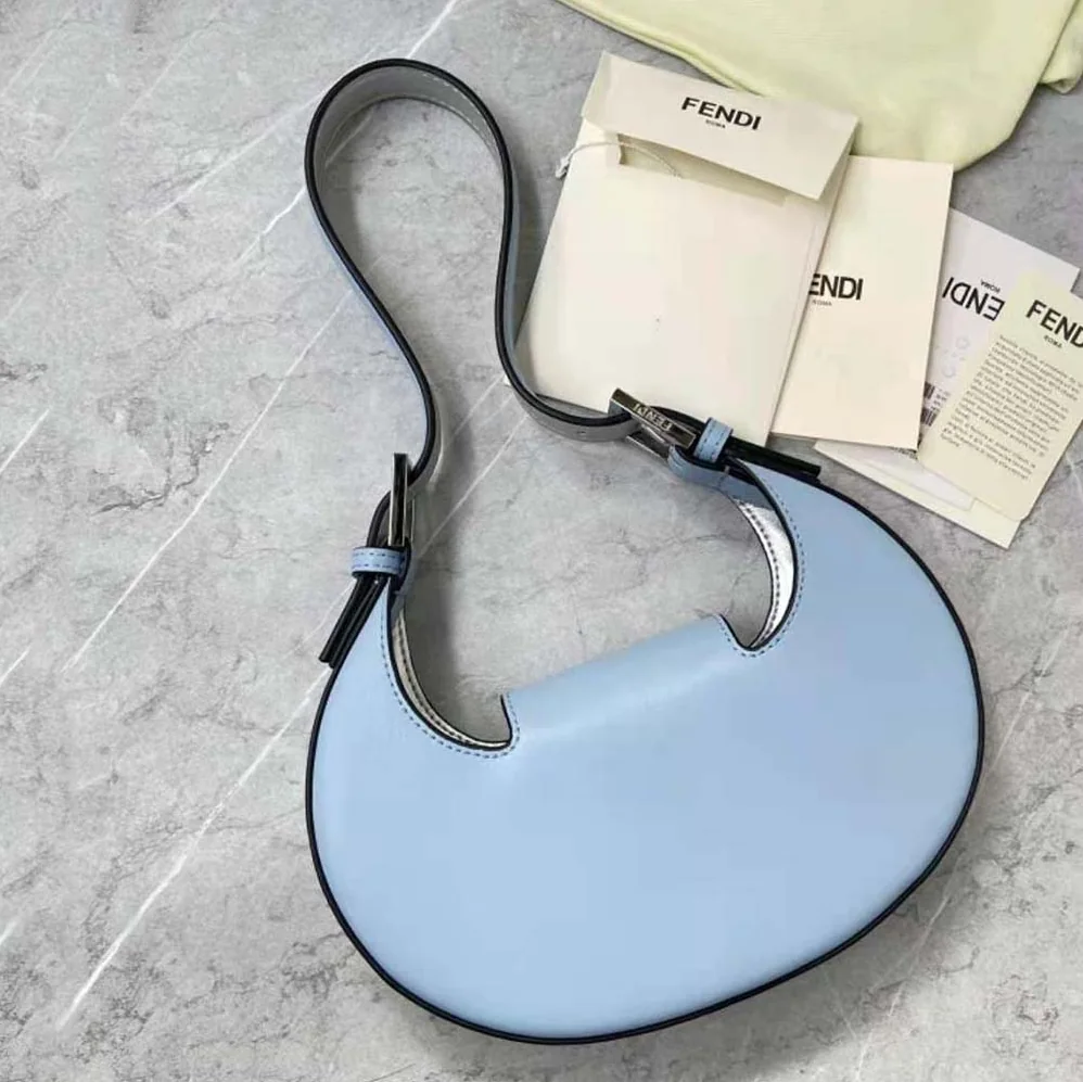 Fendi Cookie Light Blue Leather Mini Bag for Women Fendi Cookie Light Blue Leather Mini Bag for Women