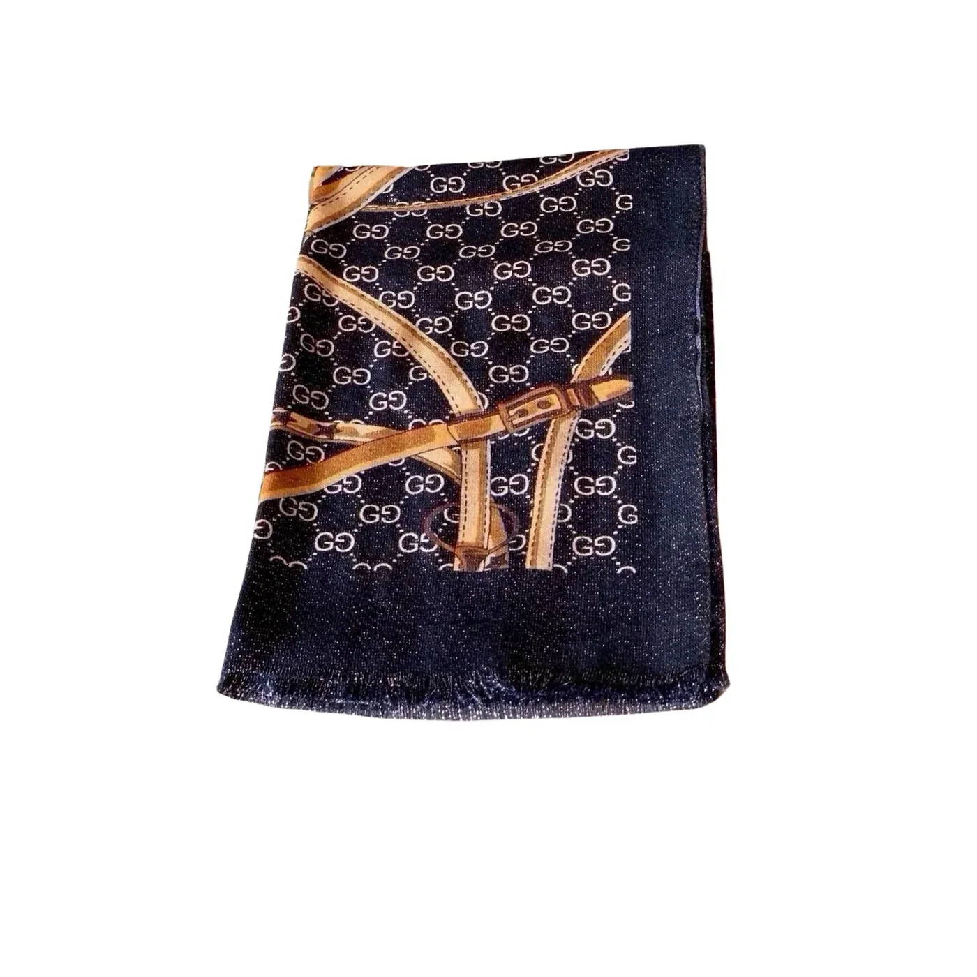 Gucci Silver Thread Ribbon Scarf Black / Gucci Silver Thread Ribbon Scarf Black /