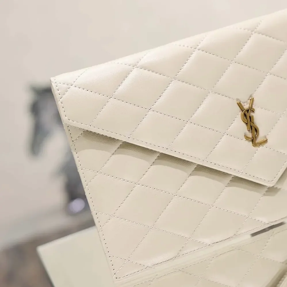 Saint Laurent YSL Paris Pouch In Lambskin White for Women Saint Laurent YSL Paris Pouch In Lambskin White for Women