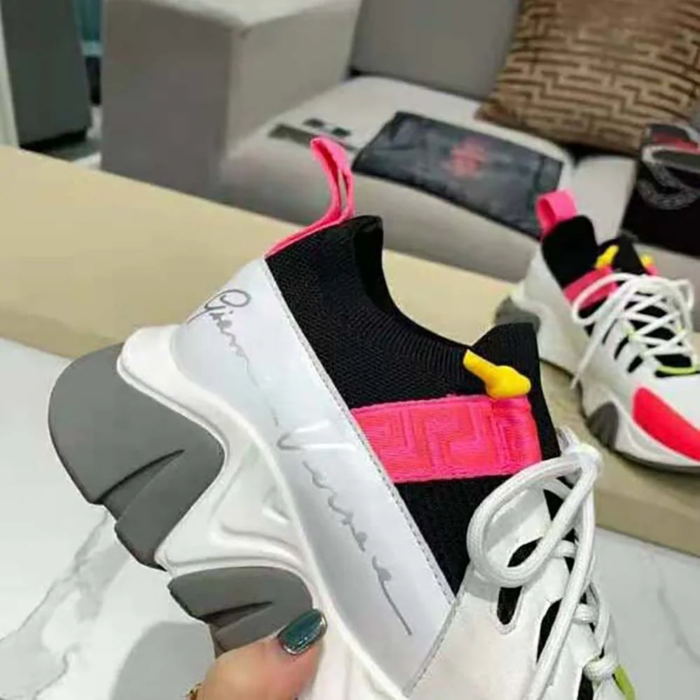 Versace Squalo Knit Sneakers for Women in Pink