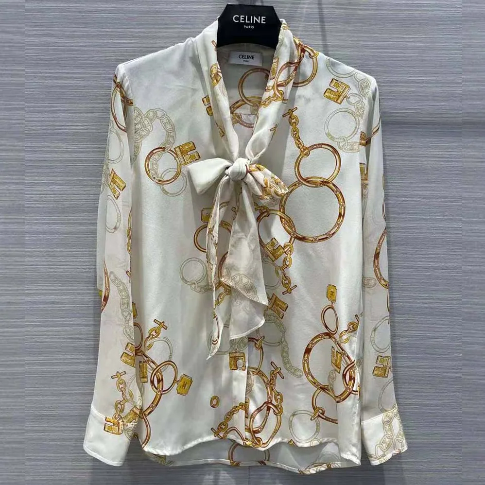 Celine Lavallière Shirt in Crepe De Chine for Women in Brown Celine Lavallière Shirt in Crepe De Chine for Women in Brown