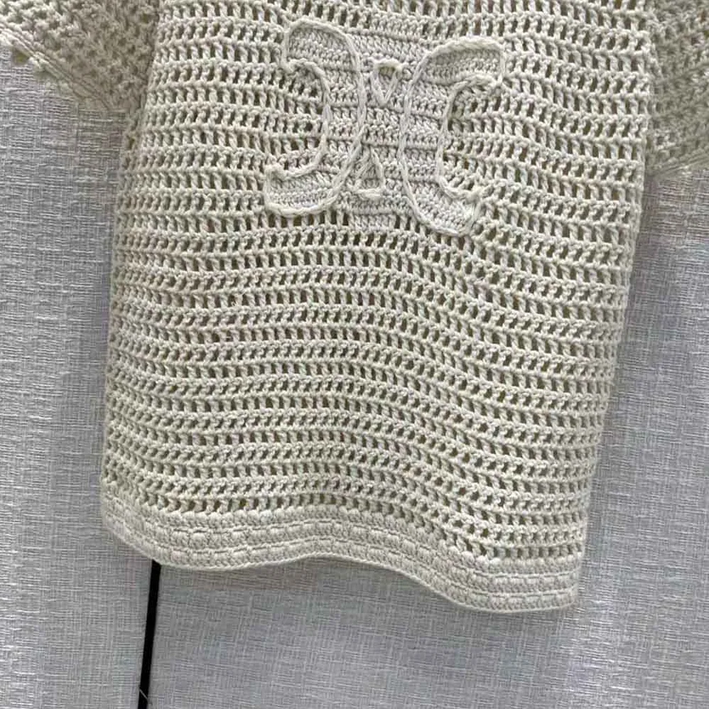 Celine Triomphe T for Women in Shirt in Crocheted Cotton