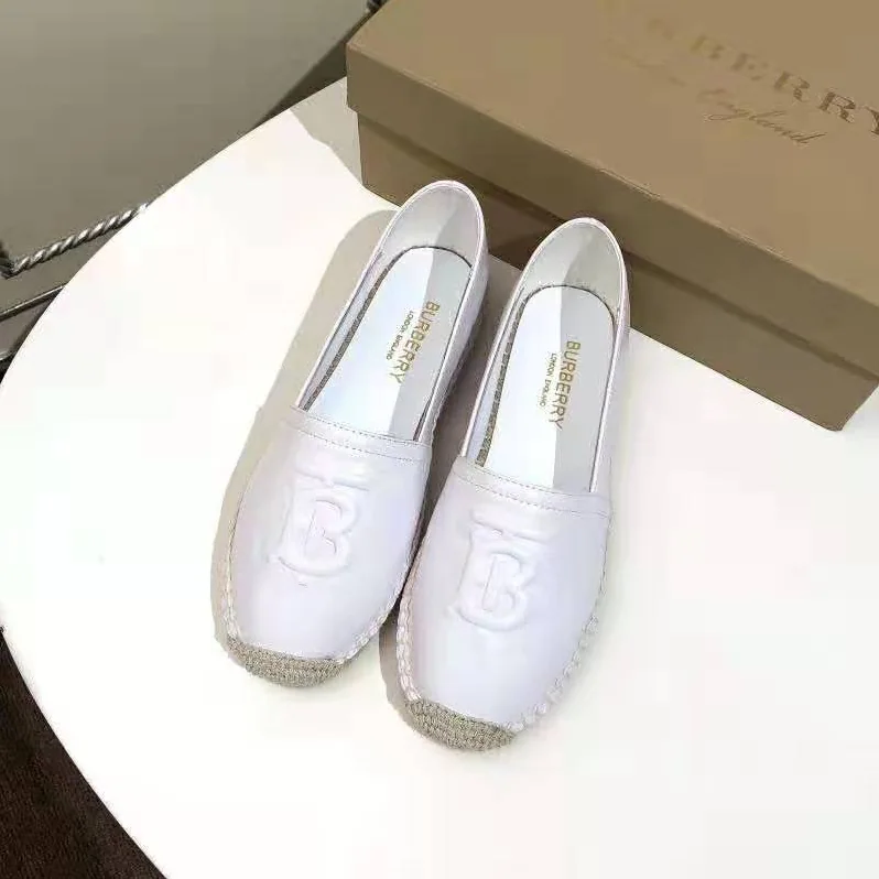 Burberry Shoes Monogram Motif Lambskin Espadrilles for Women in White Burberry Shoes Monogram Motif Lambskin Espadrilles for Women in White