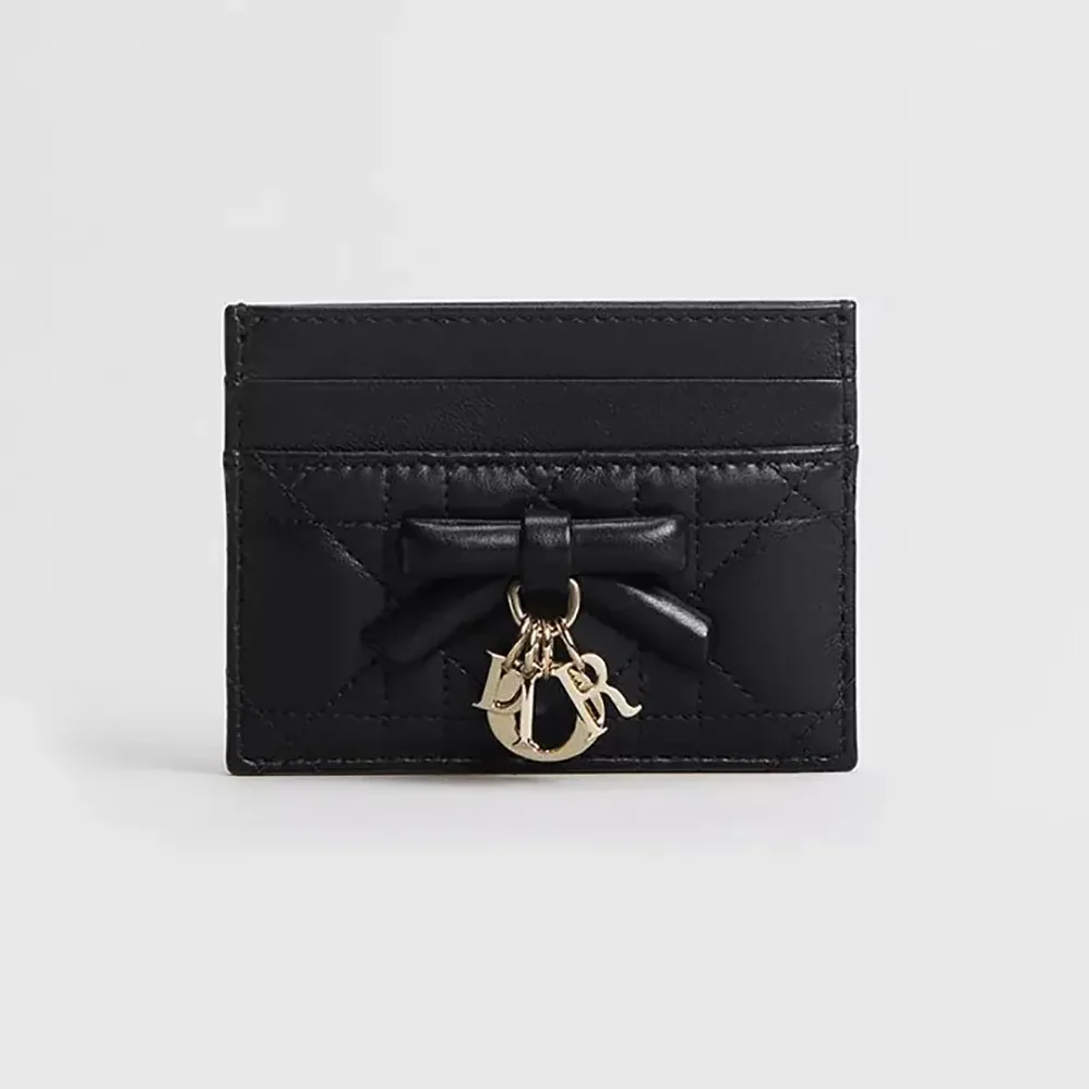 Dior Lady Dior Freesia Card Holder Black Cannage Lambskin for Women Dior Lady Dior Freesia Card Holder Black Cannage Lambskin for Women
